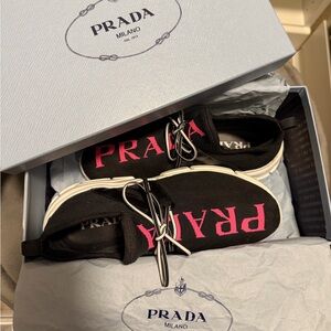 PRADA Black Sneakers with Pink Accents